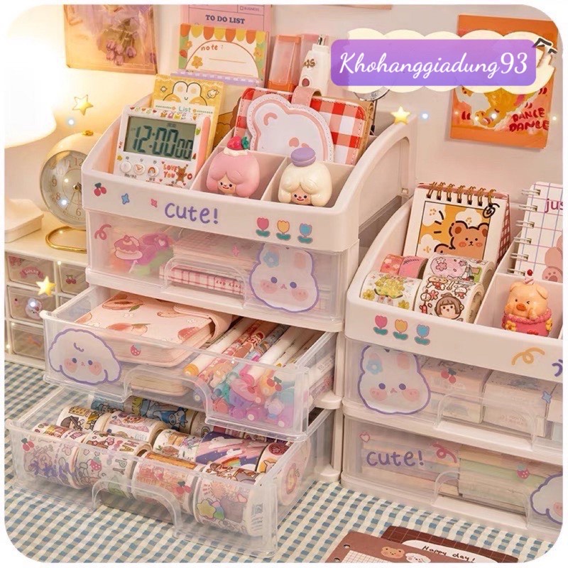 Kệ Đựng Mỹ Phẩm Nhựa 4 Tầng Để Bàn Tặng Kèm StickerFREESHIP Khay Đựng Đồ Trang Điểm Nhiều Ngăn Chắc Chắn