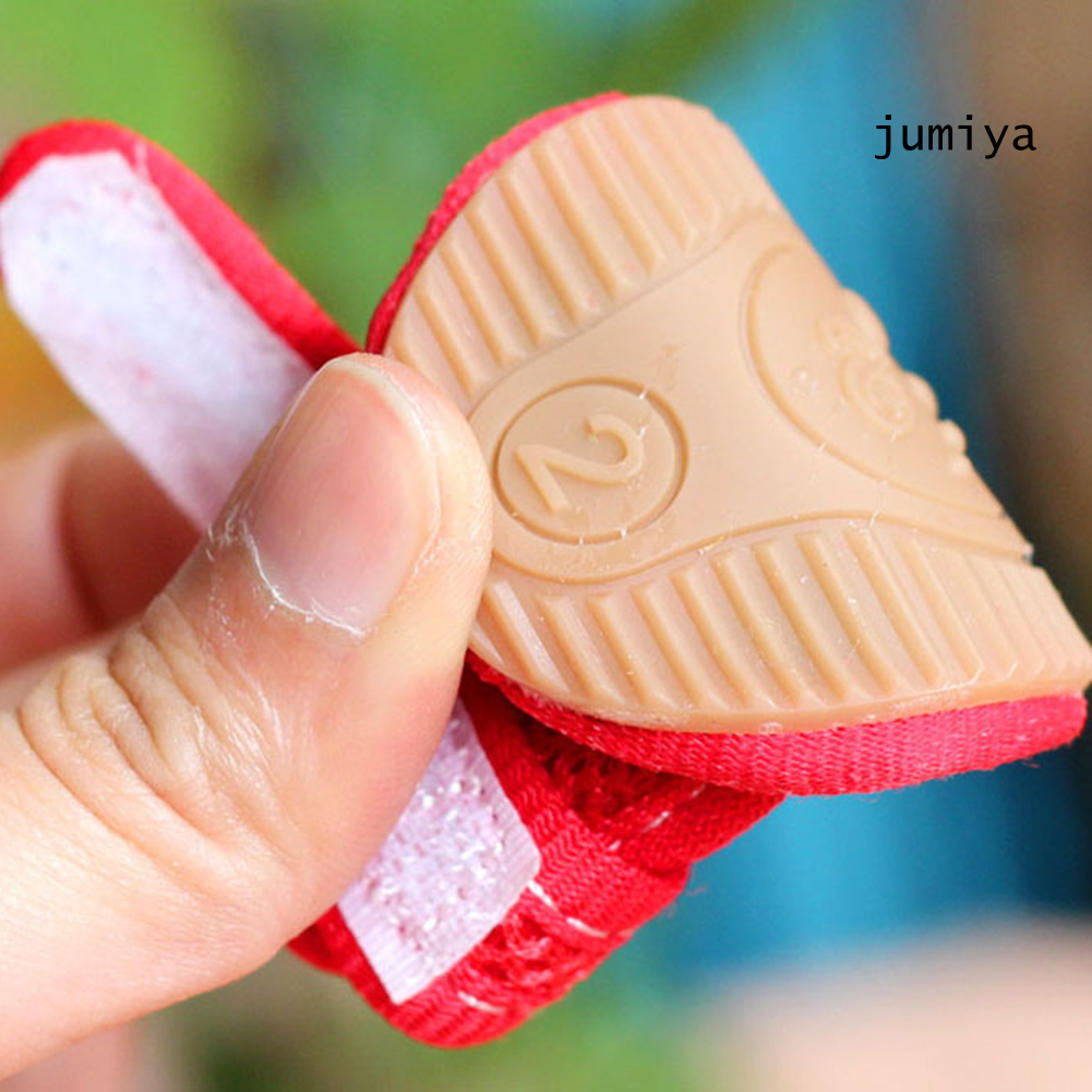 Bộ 4 chiếc giày sandal đế cao su chống trượt màu trơn cho thú cưng đi dạo