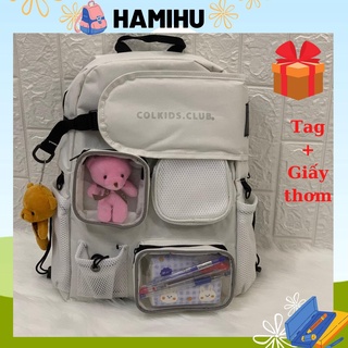Balo thời trang, balo đi học, balo Hàn Quốc Unisex Hamihu store HM7T màu trắng