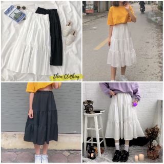 [ Inbox trước để chọn màu] Váy xòe 2 lớp , 3 tầng nhún xinh xắn Shine Clothing