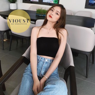 Áo Croptop Ống Đen Không Tay