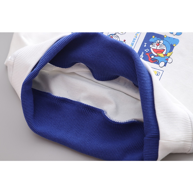 Áo Chui Đầu In Hình Doraemon Phong Cách Hàn Quốc Dành Cho Bé Trai Gái 80-120cm