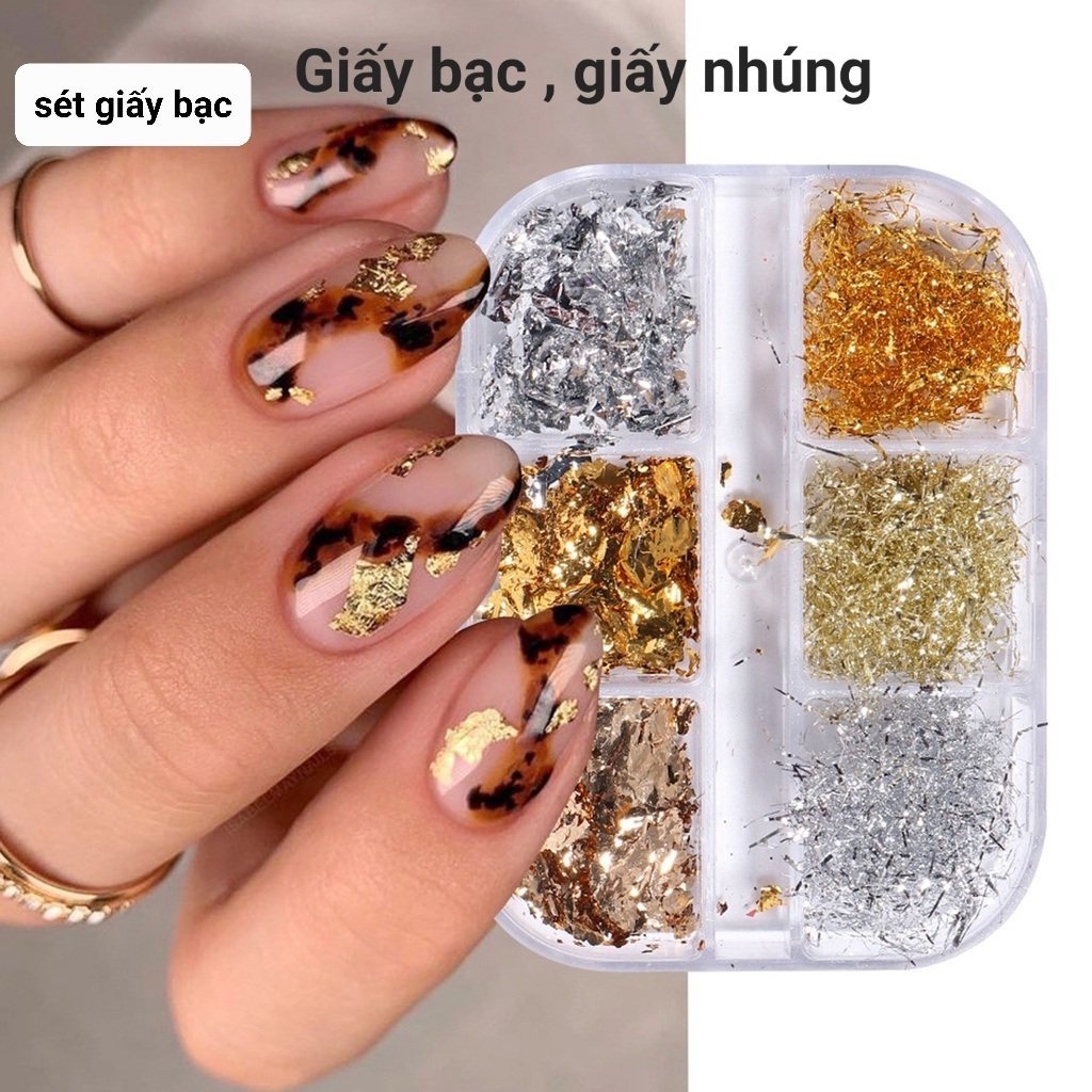 Giấy bạc nail, sét nhũ ẩn, giấy bạc ẩn, nhũ ẩn nail