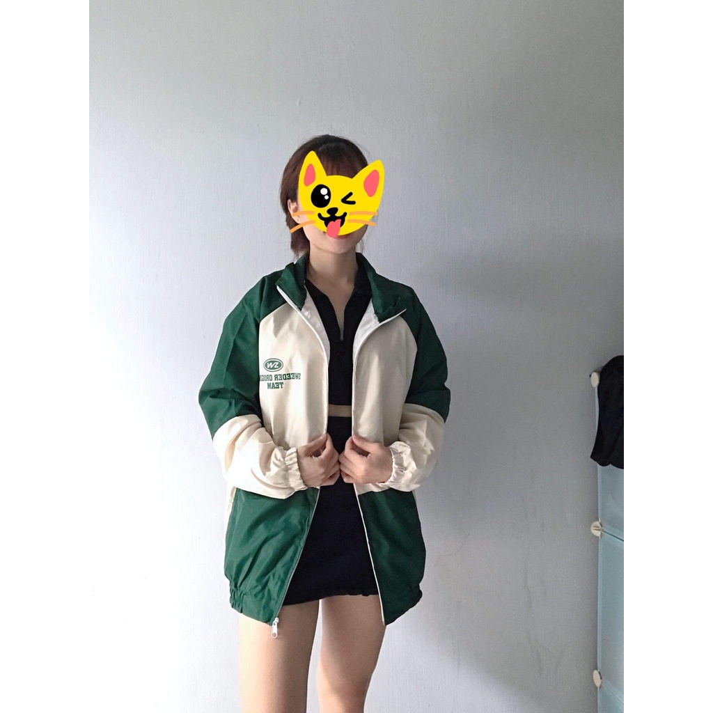 Áo Khoác Dù Bomber Nam Nữ Cổ Cao Phối Sét khóa_Áo Khoác Dù 2 Lớp Mẫu Mới Hot Trend