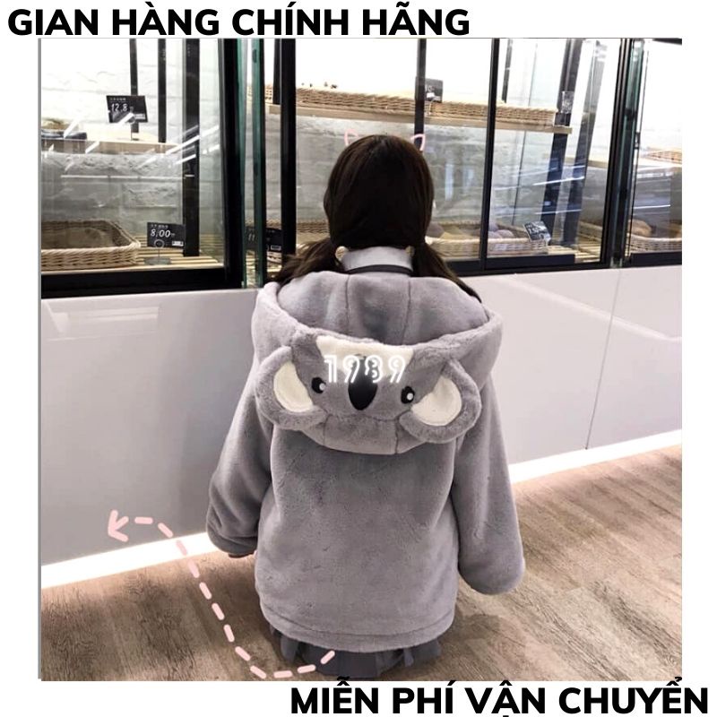 Áo Khoác  Mũ Gấu Cute Chất Lông Dày Đẹp- Áo Nỉ Lông Mũ Gấu Xám Hot ,bộ ngủ lông ulzzang THƠI TRÂNG 1989 | BigBuy360 - bigbuy360.vn