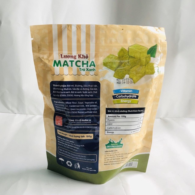 LƯƠNG KHÔ MATCHA TRÀ XANH - Dành cho người ăn chay