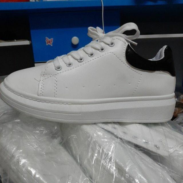 Full box kèm bill Giày thể thao nam và nữ MCQen trắng gót đen bản dây to - Dây to full size 35 đến 43