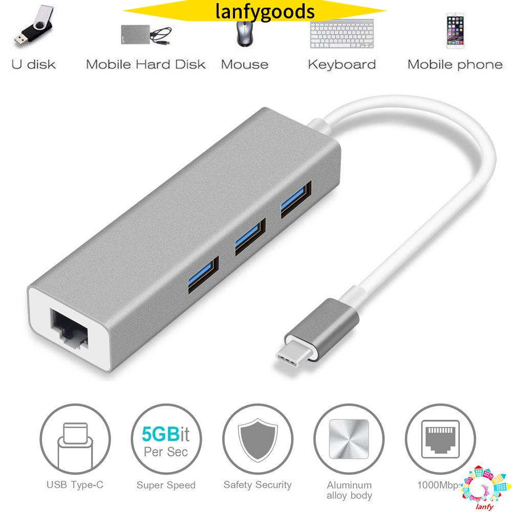 Thiết bị ngoại vi máy tính vỏ hợp kim thẻ LAN gigabit tốc độ cao cổng USB Type C đến RJ45 3 | BigBuy360 - bigbuy360.vn