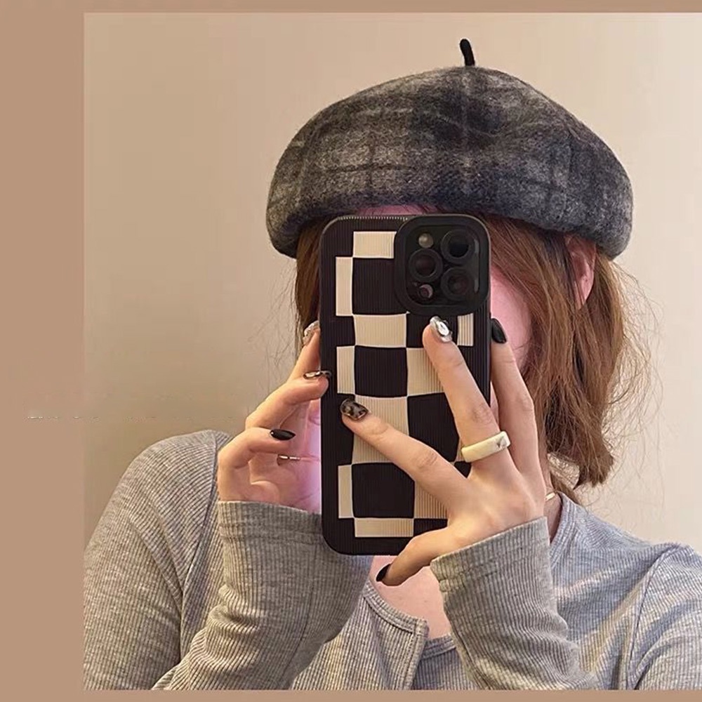 Ốp Điện Thoại TPU Mềm Chống Sốc Họa Tiết Sọc Caro Trắng Đen Cho Iphone 14 Pro Max 11 7Plus 13 12 11 Pro Max X XS Max XR