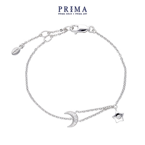 PRIMA Lắc tay Vàng 18K - Đính Kim Cương - BST MonoChic - Mặt trăng và Ngôi sao - 105L0273