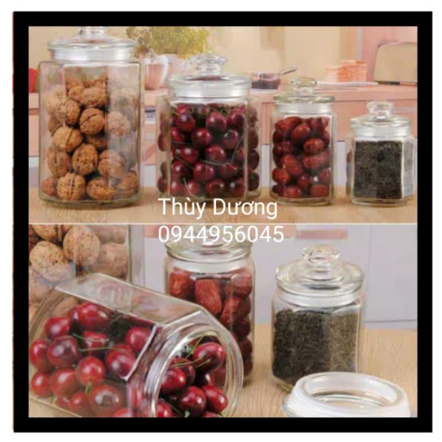 Lọ thủy tinh lục lăng cỡ lớn, lọ ngâm hoa quả 2 lít