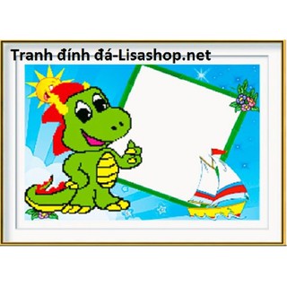 Tranh đính đá CON RỒNG có lồng hình 56x40cm