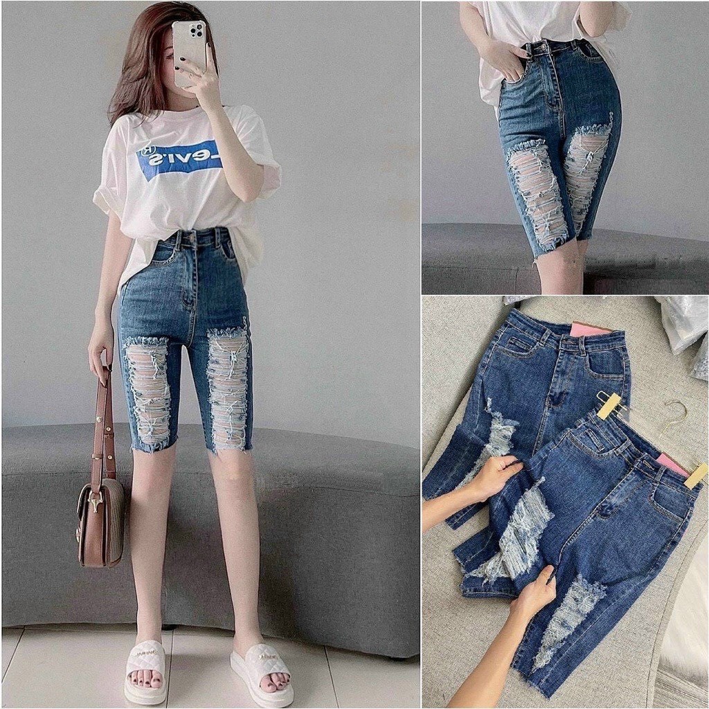 Quần jean ngố nữ màu xám, quần lửng co giãn form vừa, chất liệu cực đẹp không phai màu AnNgo - AT183