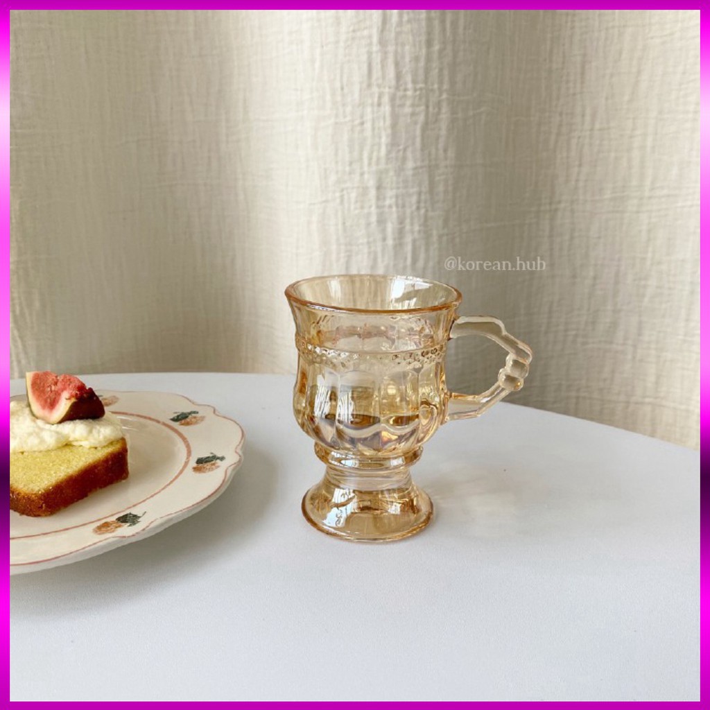 LY CỐC THỦY TINH AMBER CỔ ĐIỂN PHONG CÁCH VINTAGE. | BigBuy360 - bigbuy360.vn