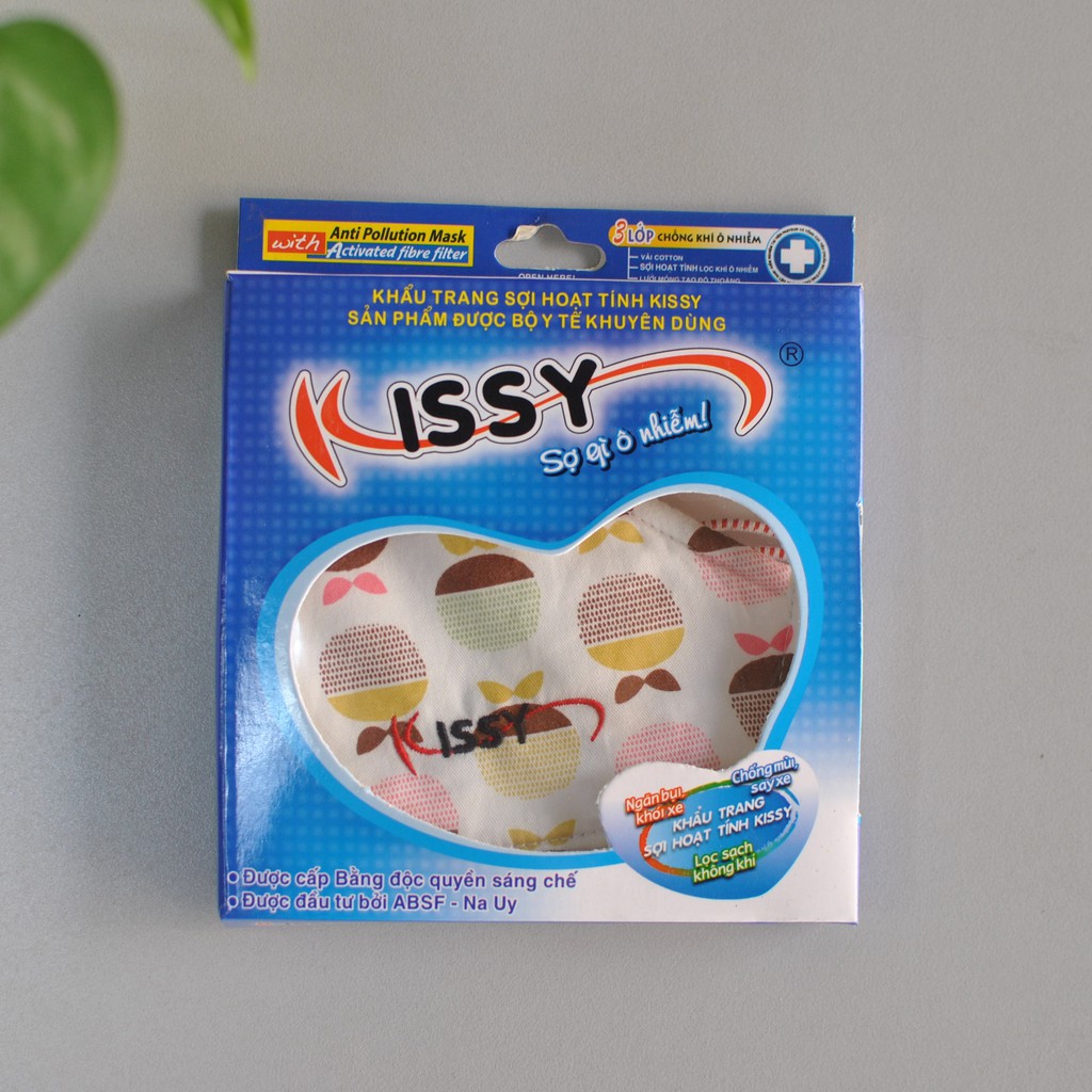 Khẩu Trang Sợi Hoạt Tính KISSY Che Tai Cho Trẻ Em Size S,S1,ST,LT Hộp 1 Cái (Giao Màu Và Hoa Ngẫu Nhiên)