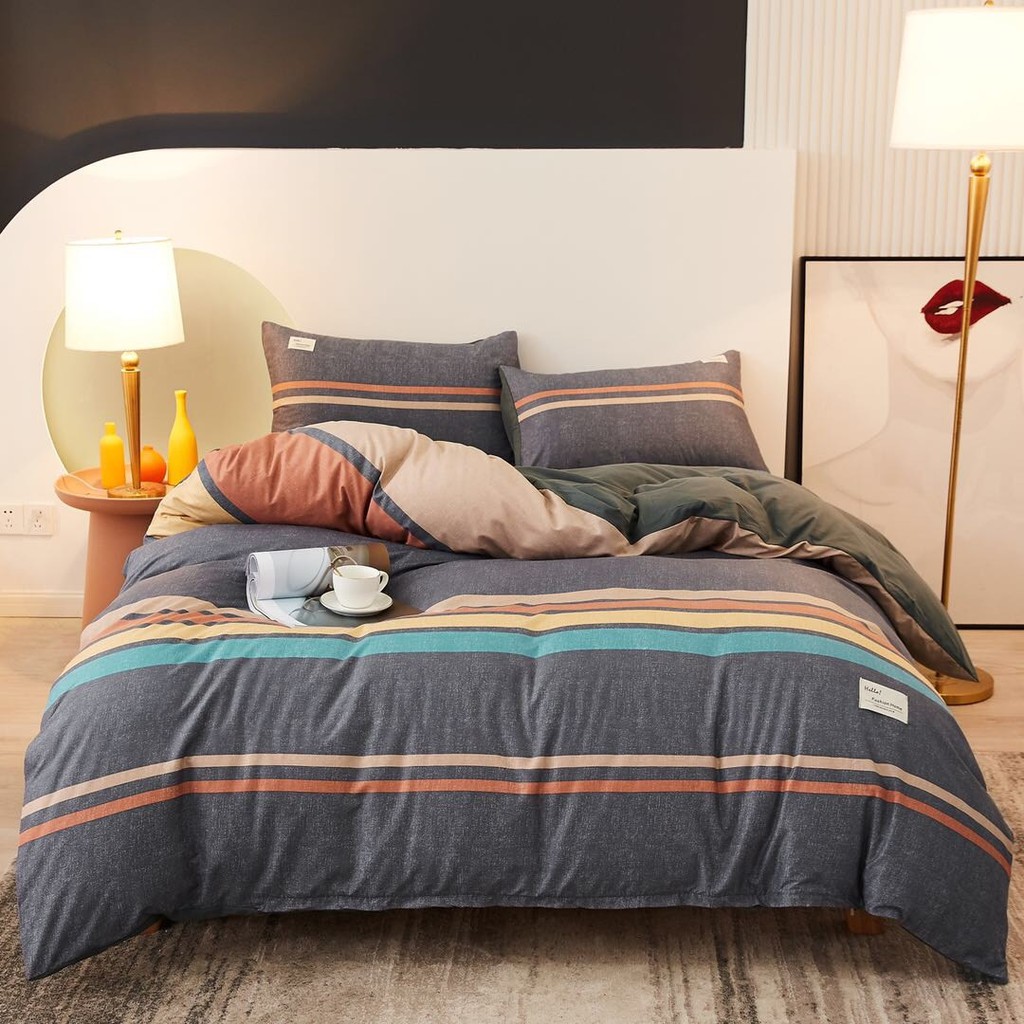 Bộ đũi kẻ Set 4 món chăn ga gối HASUKO kẻ hàn quốc đủ mọi kích thước