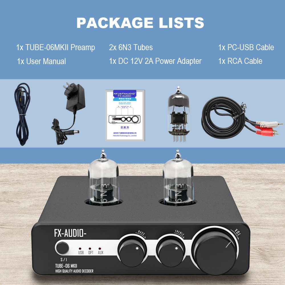 (QÙA TẶNG TRỊ GIÁ 129K) Bộ Khuếch Đại Và Giải Mã Âm Thanh Chuẩn Hires Audio FX-AUDIO TUBE-06 MKII, Bản nâng cấp tube 06