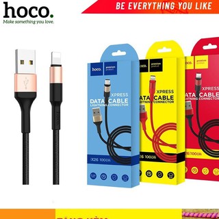 Cáp sạc Hoco X26 1M Chân iPhone Lightning/Android Micro USB/ Type-C - Hỗ trợ sạc nhanh Siêu Bền, Bảo hành chính hãng