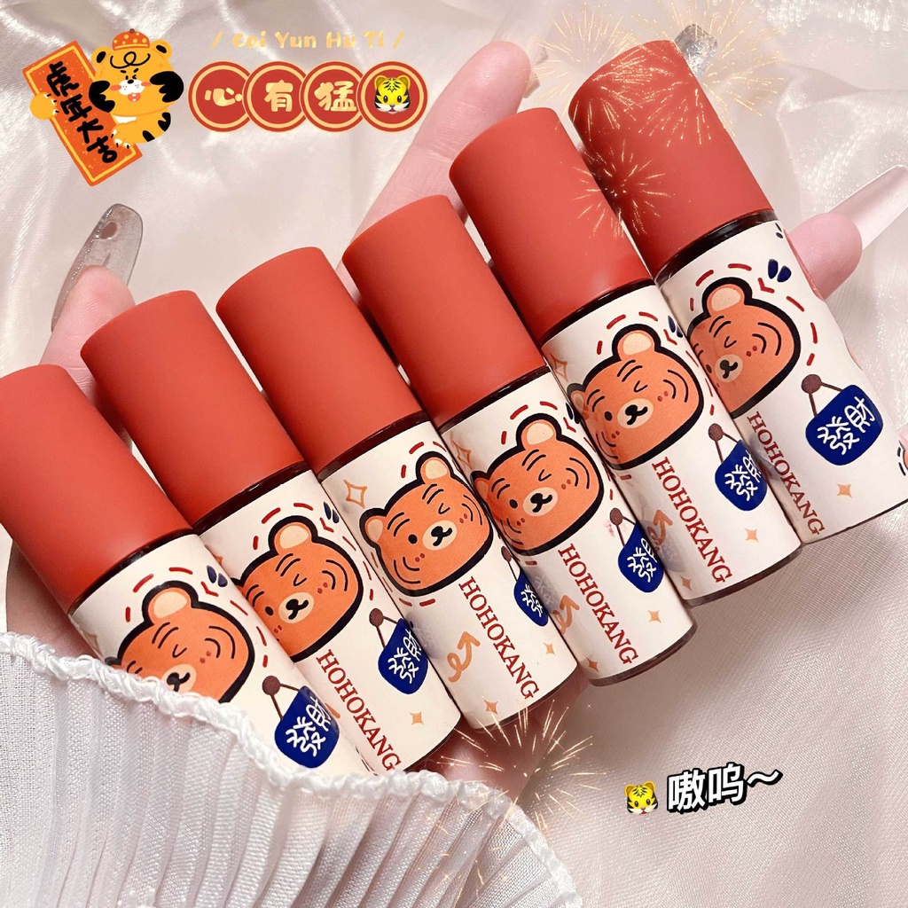 [Hàng mới về]Son Môi Hohokang tiger Dưỡng Ẩm Lâu Trôi Chống Thấm Nước Màu Nude Mờ Mịn