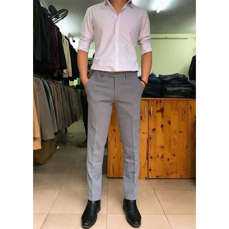 Quần Tây Xanh Than Dáng Ôm Ống Côn Thời Trang Trẻ Trung