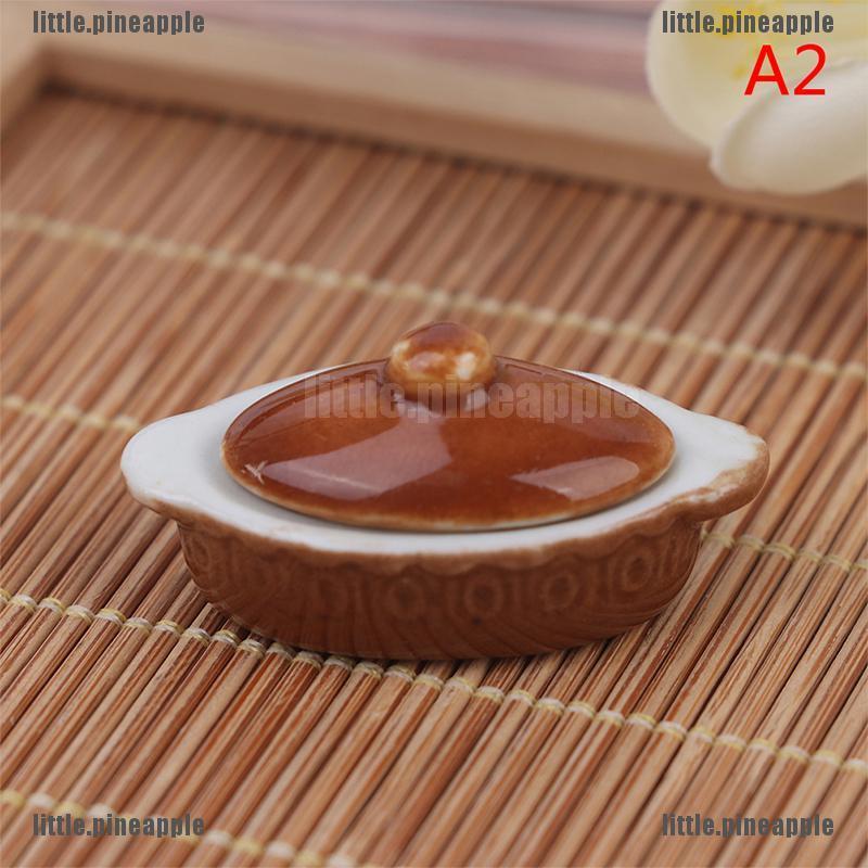 [Pine] Dollhouse Miniature Kitchen Utensils Cooking Ware Mini Porcelain Pot Play Kitche