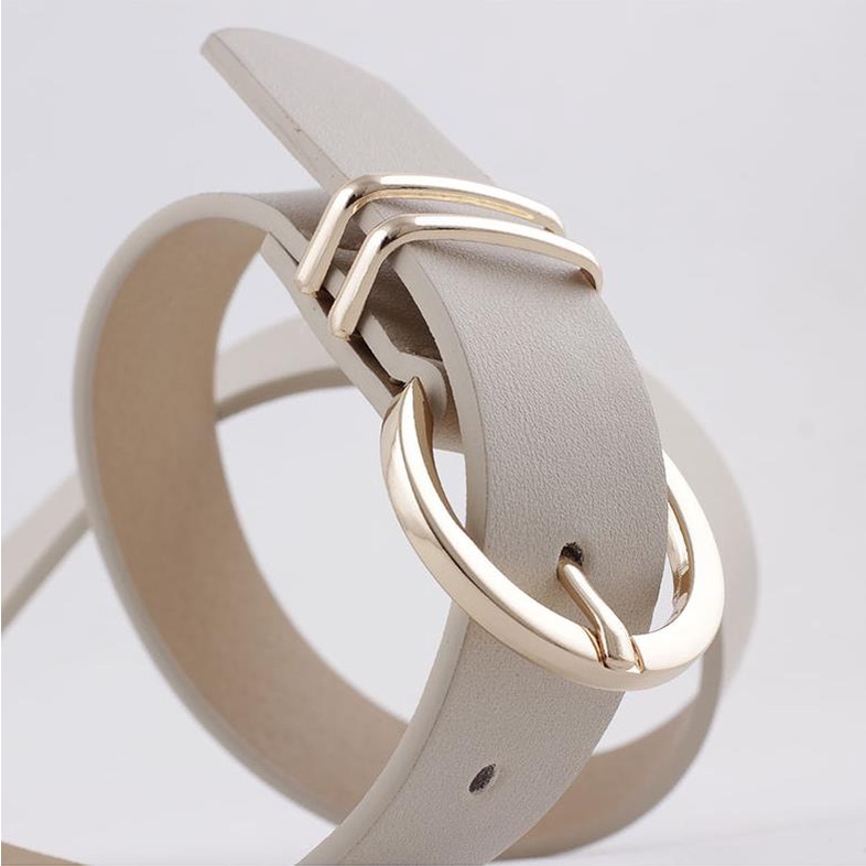 Thắt Lưng Da Bò Màu Trắng/Đen/Hồng/Trắng Kiểu Tây Dành Cho Nữ