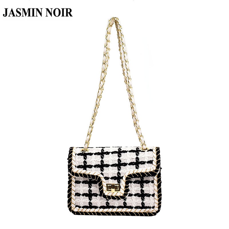 Túi Xách JASMIN NOIR Đeo Chéo Họa Tiết Sọc Ca Rô Thời Trang Dành Cho Nữ