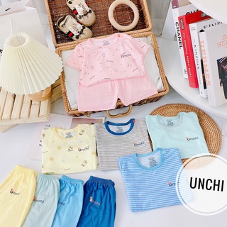 Bộ cộc tay Unchi cài vai chất Cotton gỗ sồi cao cấp cực mát Cho Bé 5-16Kg NamKidShop (QATE251)