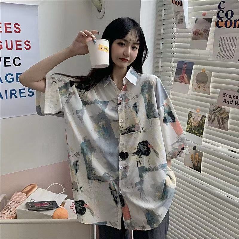 Áo sơ mi SUXI tay ngắn phong cách retro thời trang cho nữ