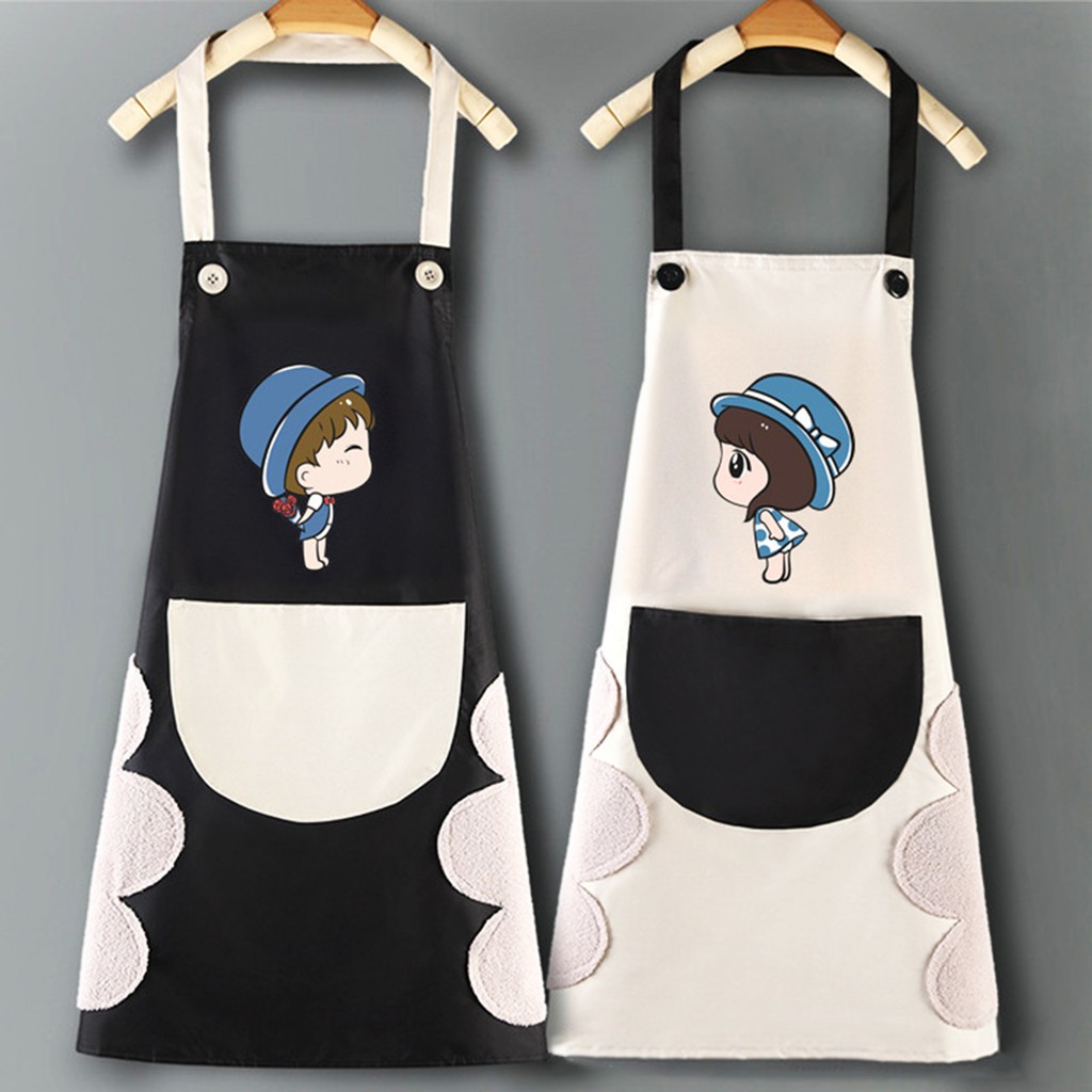 Tạp Dề in hình Cute Chống Thấm có Miếng Chùi Tay siêu tiện lợi [Hàng có sẵn]