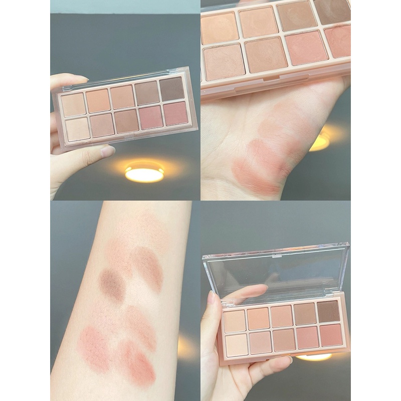 Bảng phấn mắt Dikalu 10 ô  Autumn Breeze nhũ lì không thấm nước, Bảng mắt nhũ nội địa Trung nhũ lì Dikalu 10 ô