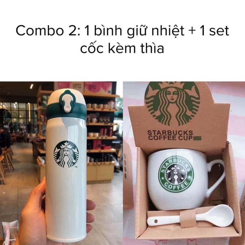 Combo 2 món Set Bình giữ nhiệt và cốc kèm kìa