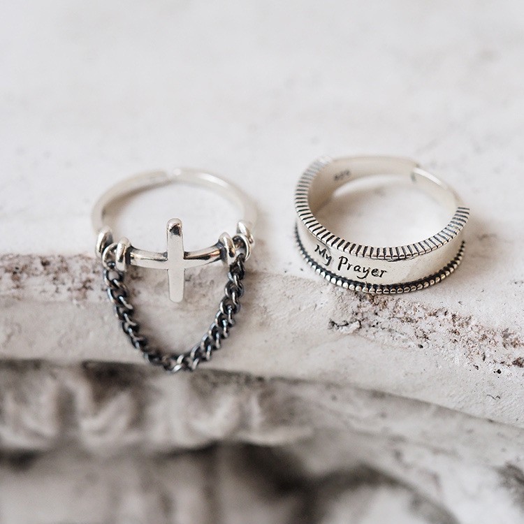 Nhẫn phối dây xích thời trang Hàn Quốc B754