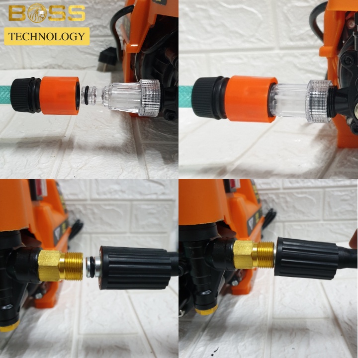 Máy rửa xe mini áp suất cao - Có chỉnh áp tặng kèm bình bọt và dây 15m