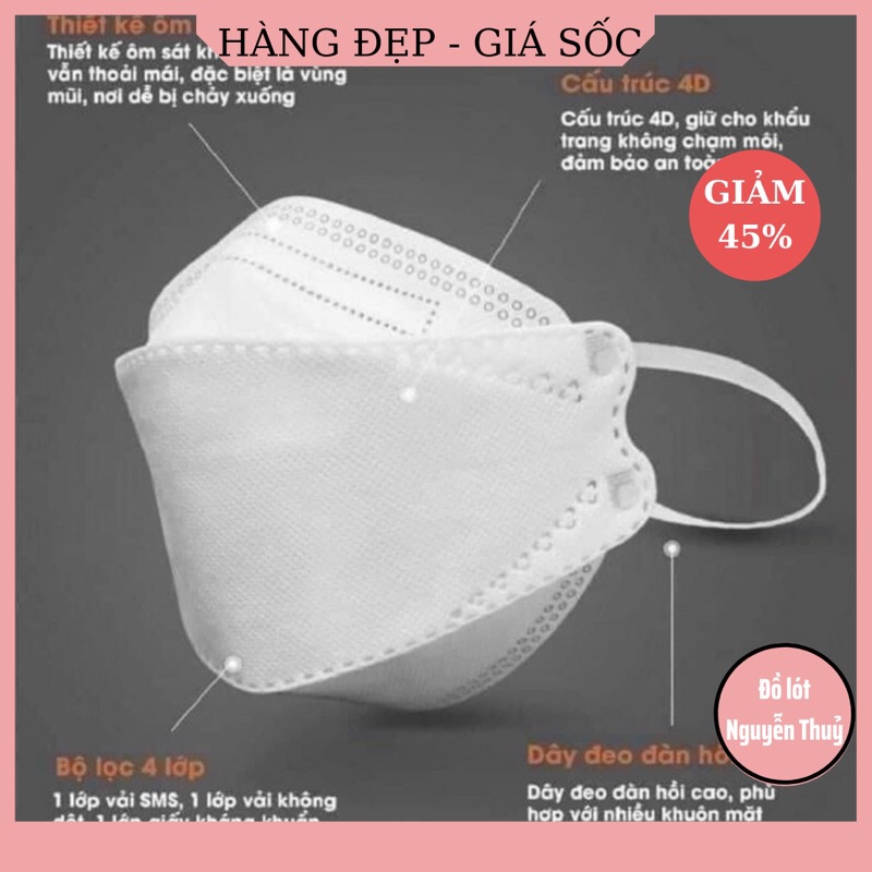 Set 10 Chiếc Khẩu trang 4 Lớp KF94 Chống Bụi Mịn Và Kháng Khuẩn Hàng Cao Cấp Hàn Quốc