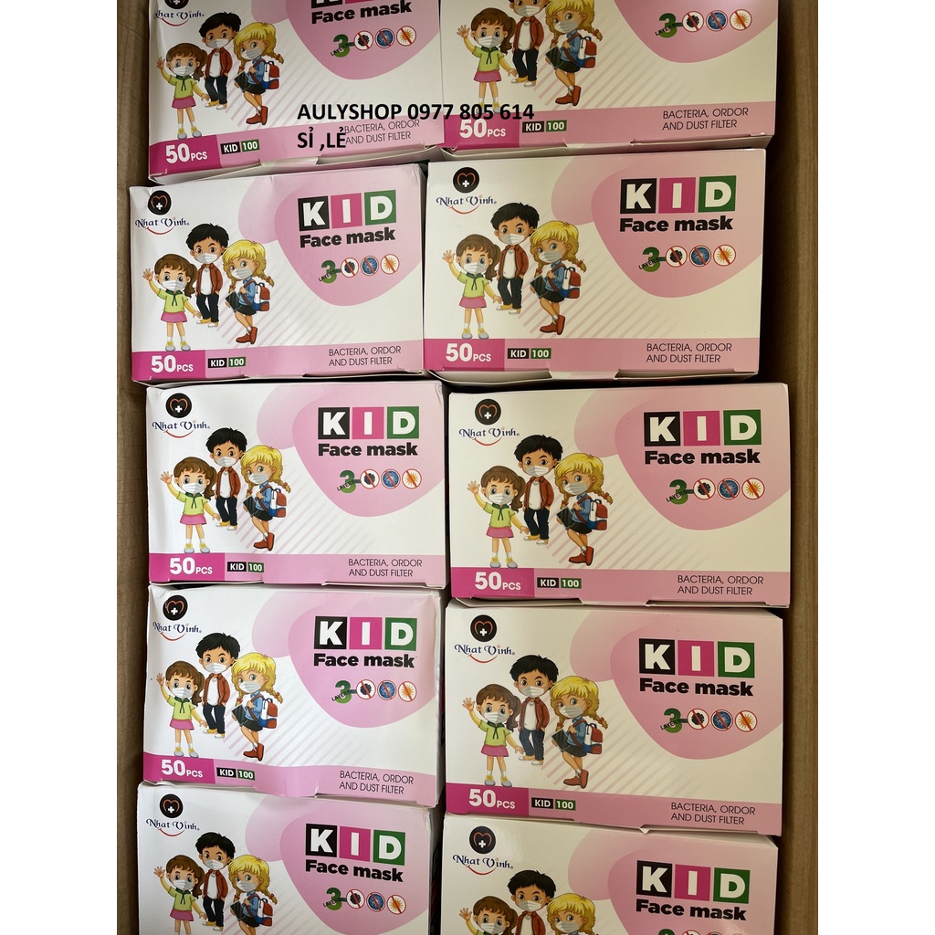 Hộp 50 cái cho bé Khẩu trang y tế kháng khuẩn 3 lớp FACE MASK