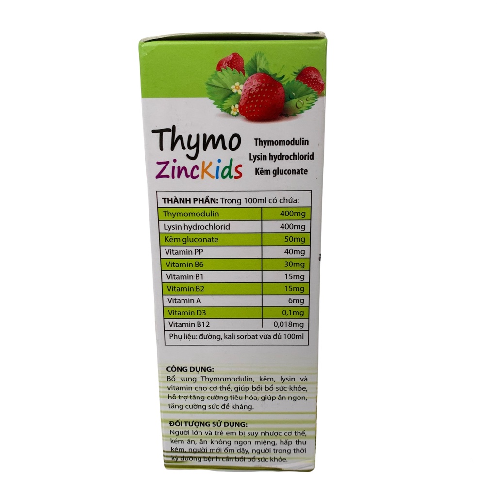 Thymo Zinckids hỗ trợ tăng đề kháng cho cơ thể bé hộp 20 ống