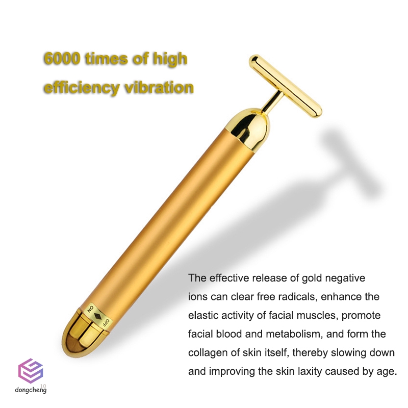 Máy mát xa da mặt vàng 24K dạng rung làm săn chắc da ngăn ngừa nếp nhăn tiện lợi