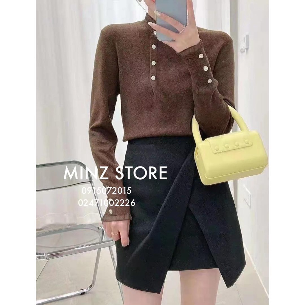 Len hàng cúc lệch đính đá #6608 (4 màu)