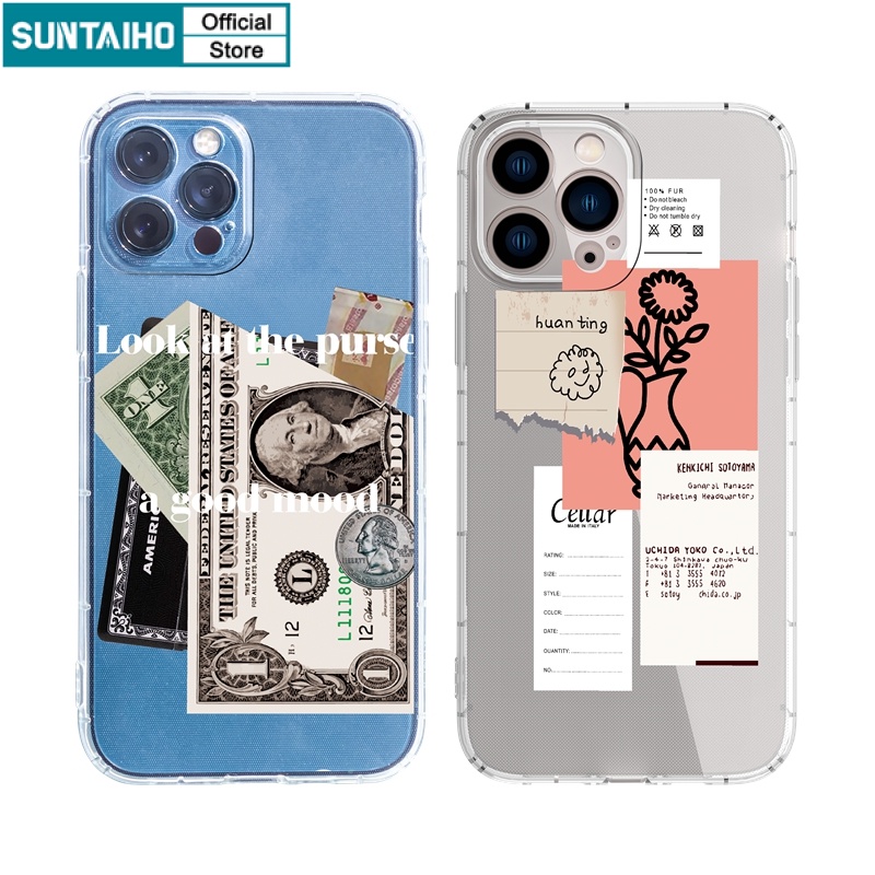 Ốp lưng iphone Ốp điện thoại Suntaiho TPU trong suốt in hình tranh lọ hoa cho IPhone 13 12 11 Pro Max X Xs Max XR 8 7 6 6S Plus