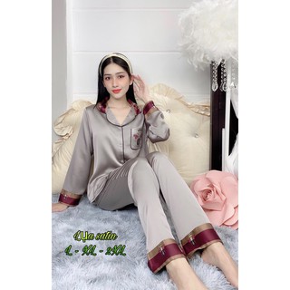 Bộ lụa satin Tay dài Quần dài có size (hình chụp thật 100%)