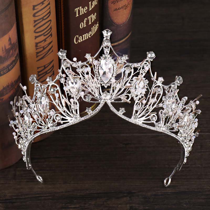 Big Baroque Rhinestone Crystal Beaded Headband Tiara Tea Party Bride Crown Luxury Wedding Korean Hair Ornaments