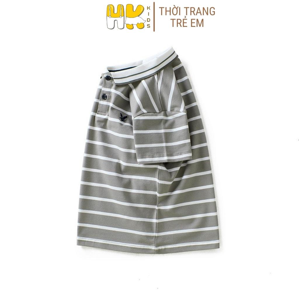 Áo thun polo HK KIDS tay ngắn kẻ ngang thời trang mùa hè dành cho bé trai từ 4 đến 15 tuổi