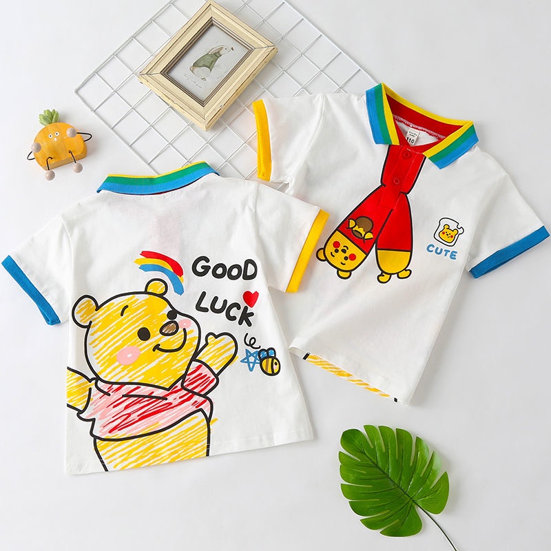 Áo thun hoạ tiết gấu Pooh 2 mặt cho bé trai & bé gái  N01169