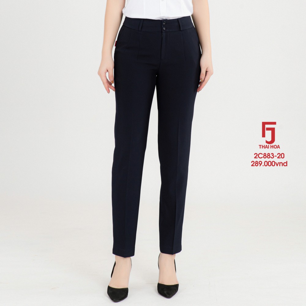 Quần Tây nữ Thái Hòa 2C982-20-01, quần âu nữ công sở 9 tấc, màu tím than, chất liệu mềm ,trơn