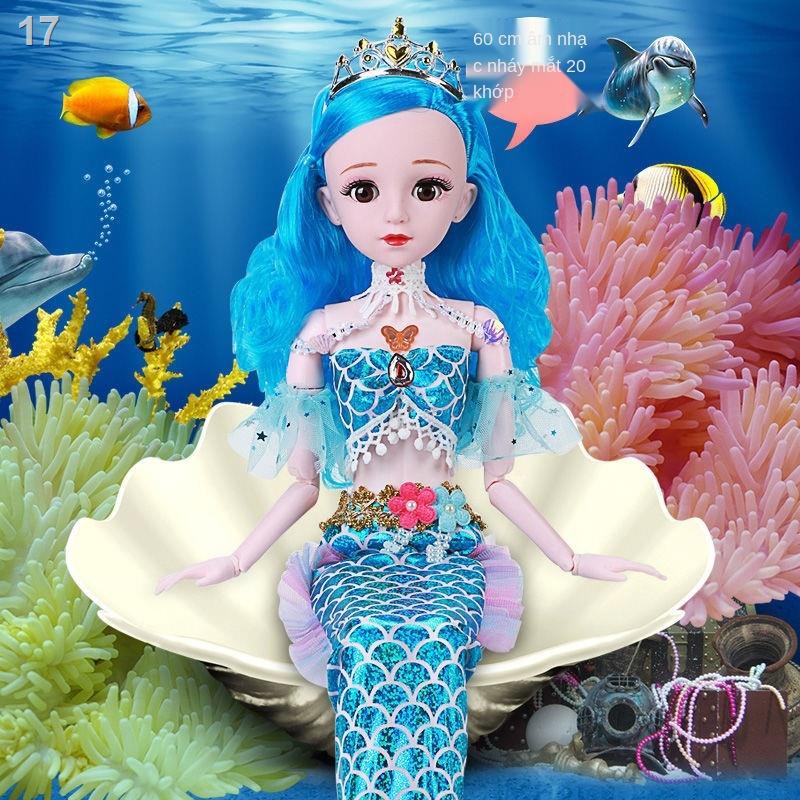 Bộ búp bê Barbie nàng tiên cá cực lớn 60 xét nghiệm cô gái công chúa trẻ em vải quà sinh nhật đơn