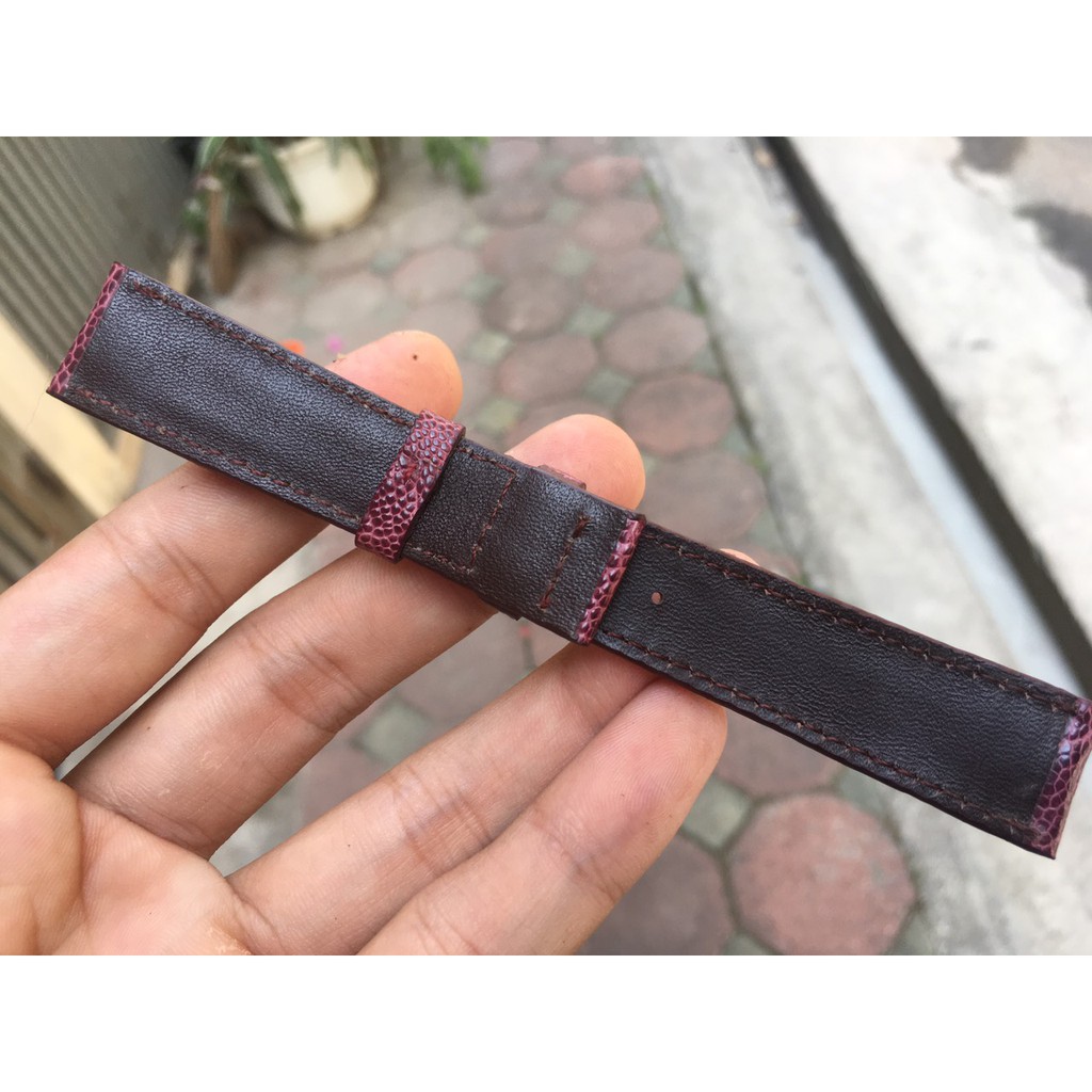 Dây đồng hồ da chân đà điểu màu Tím