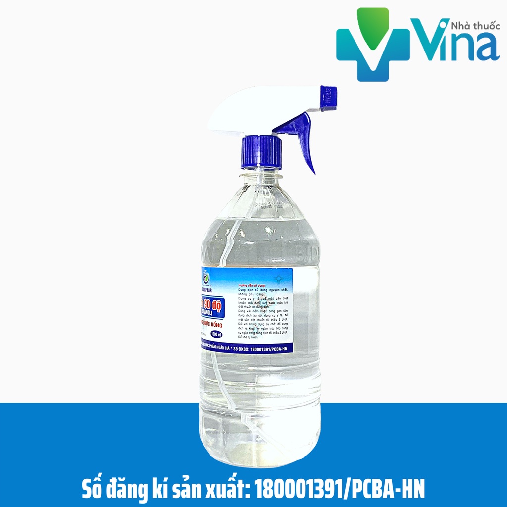 Cồn Y Tế Ethanol 70-90 Độ Sát Khuẩn, 1000ml có vòi xịt