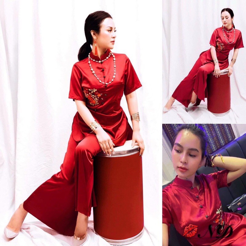 [Mã WASTCOOL giảm 15% tối đa 50K đơn 99K] Đồ Lam Đi Chùa PR028 Vải Lụa Cao Cấp Thêu Hoa Dây Thắt Cực Đẹp | BigBuy360 - bigbuy360.vn