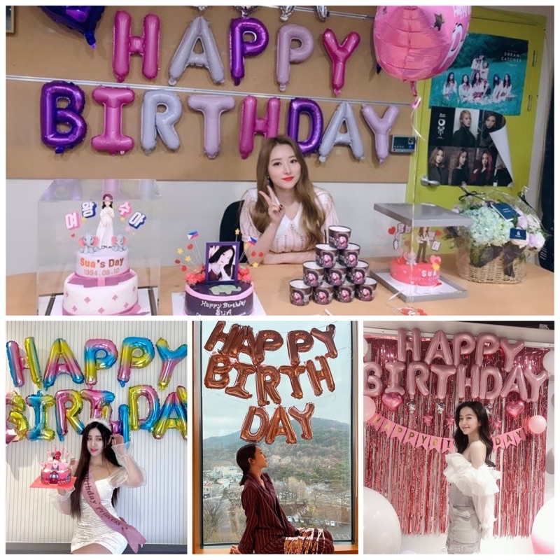 Bóng chữ happy birthday trang trí sinh nhật 40cm kèm dây treo, tổng hợp các màu